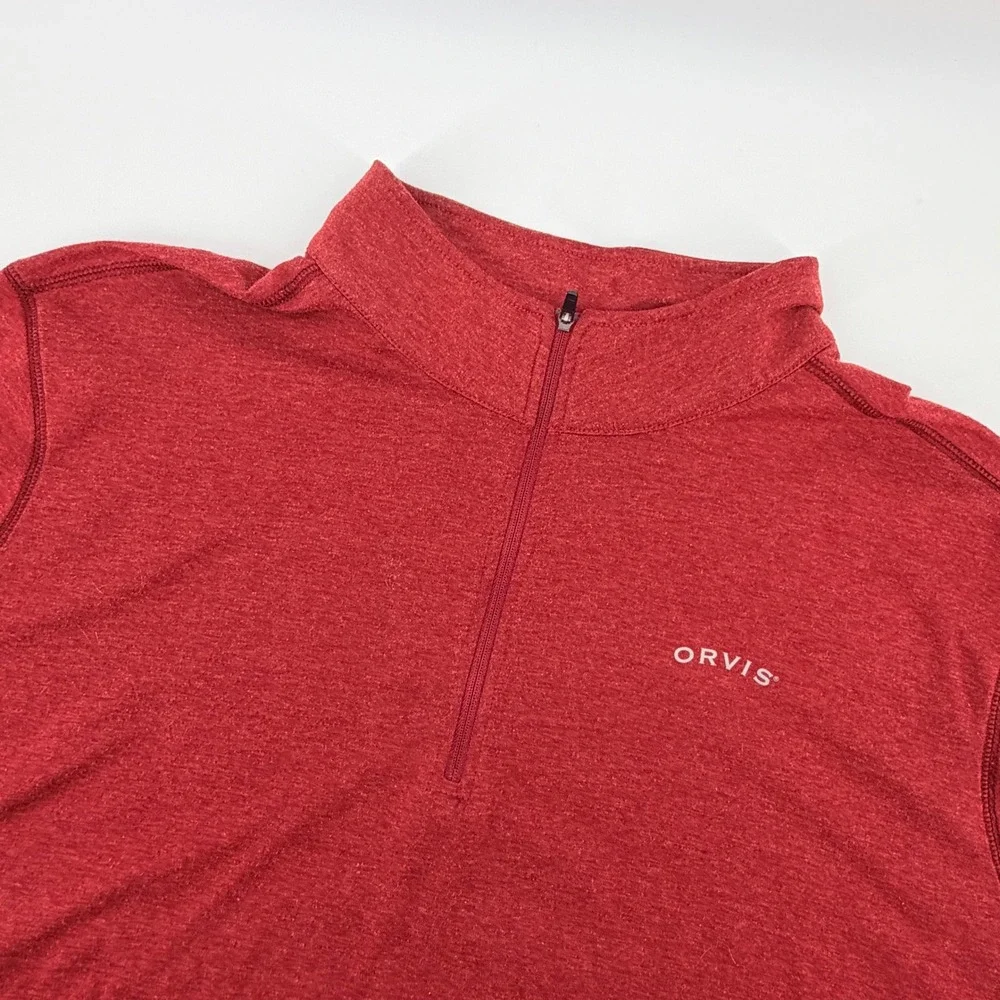 Orvis Quarter Zip Performance Pullover Shirt 2XL Heather Red Mens Outdoor Casual